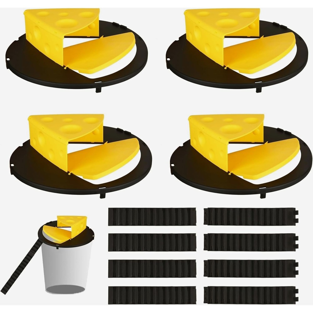 Reusable Large Plastic Mouse & Rat Trap Platforms, Yellow/Black, 4 Pack